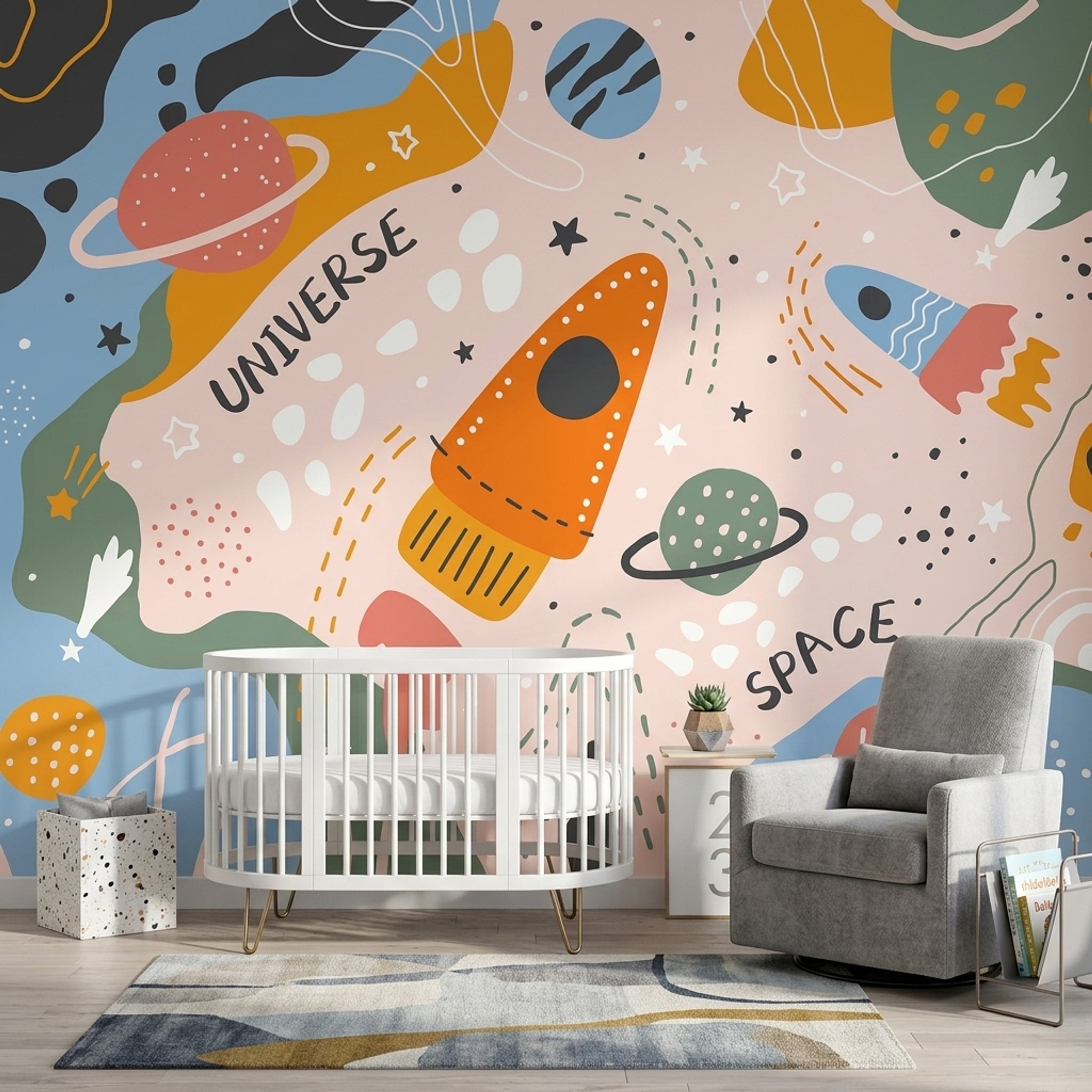 Rocket Wallpaper Space Universe Removable Wall Decor