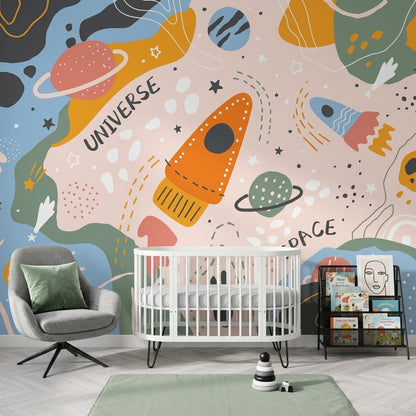 Rocket Wallpaper Space Universe Removable Wall Decor