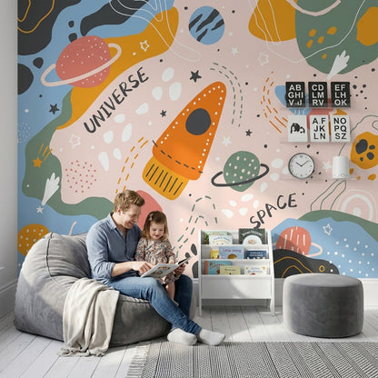 Rocket Wallpaper Space Universe Removable Wall Decor