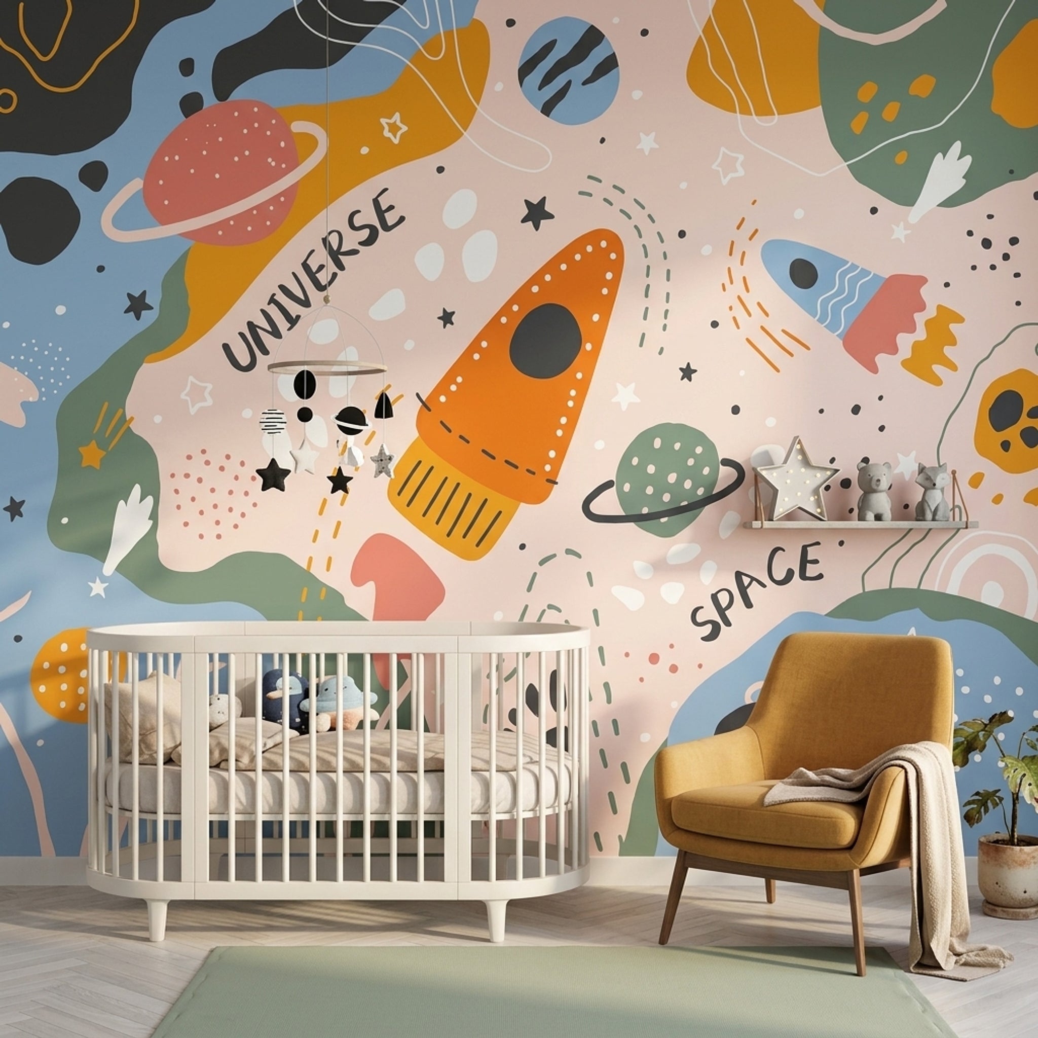 Rocket Wallpaper Space Universe Removable Wall Decor