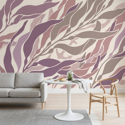 White Background Wallpaper Minimal Removable Botanical Wall Decor