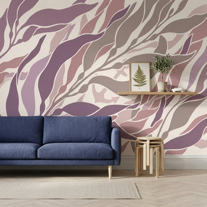 White Background Wallpaper Minimal Removable Botanical Wall Decor