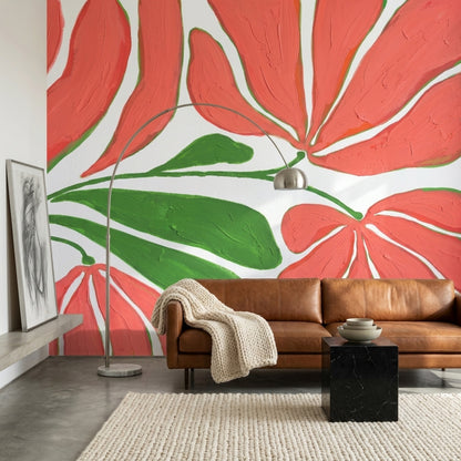 White Background Wallpaper Floral Removable Wall Decor