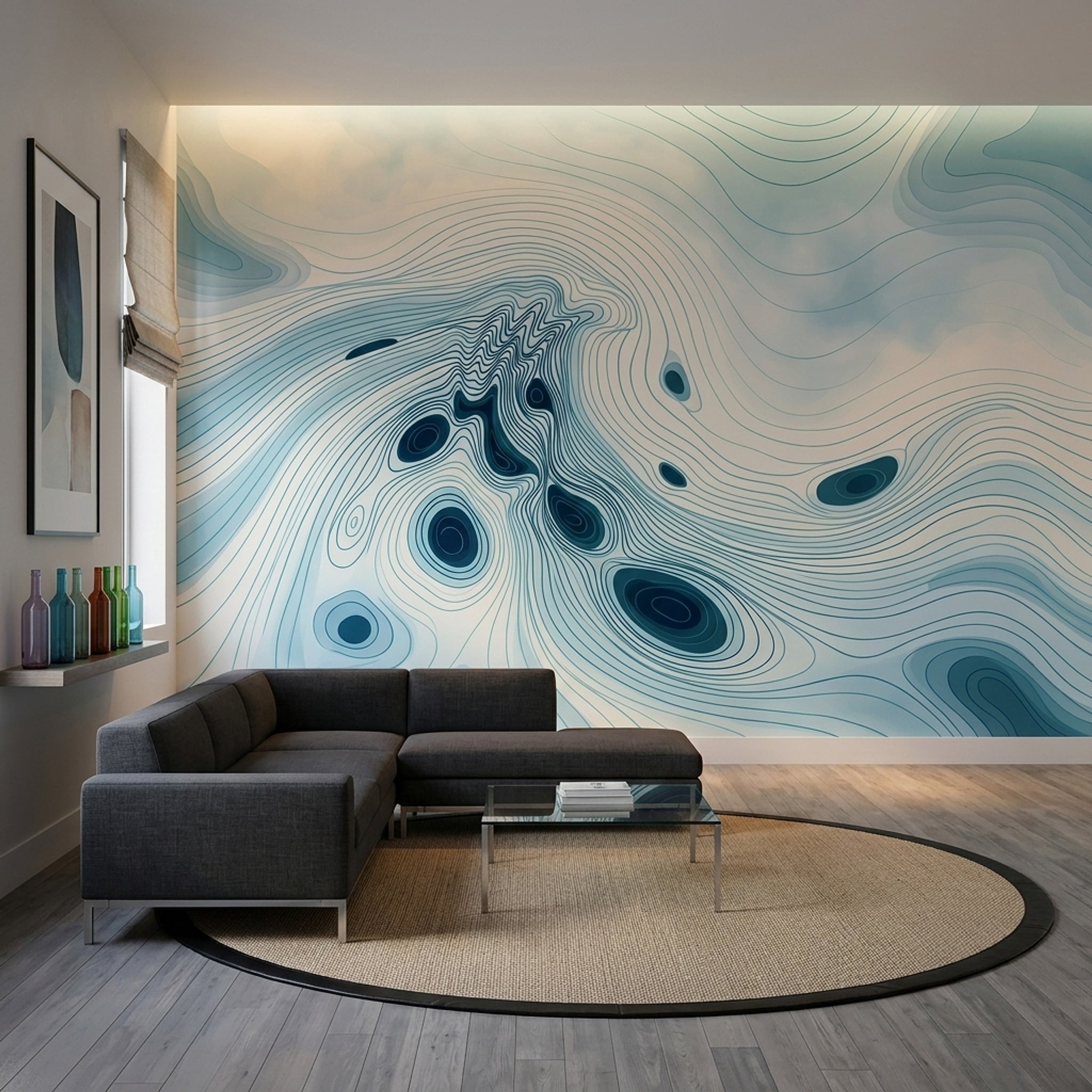 Topographic Lines Wallpaper Contour Map Gradient Removable Wall Decor