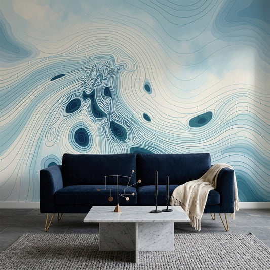Topographic Lines Wallpaper Contour Map Gradient Removable Wall Decor