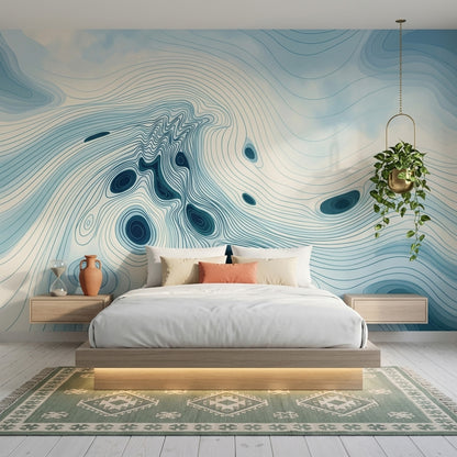Topographic Lines Wallpaper Contour Map Gradient Removable Wall Decor