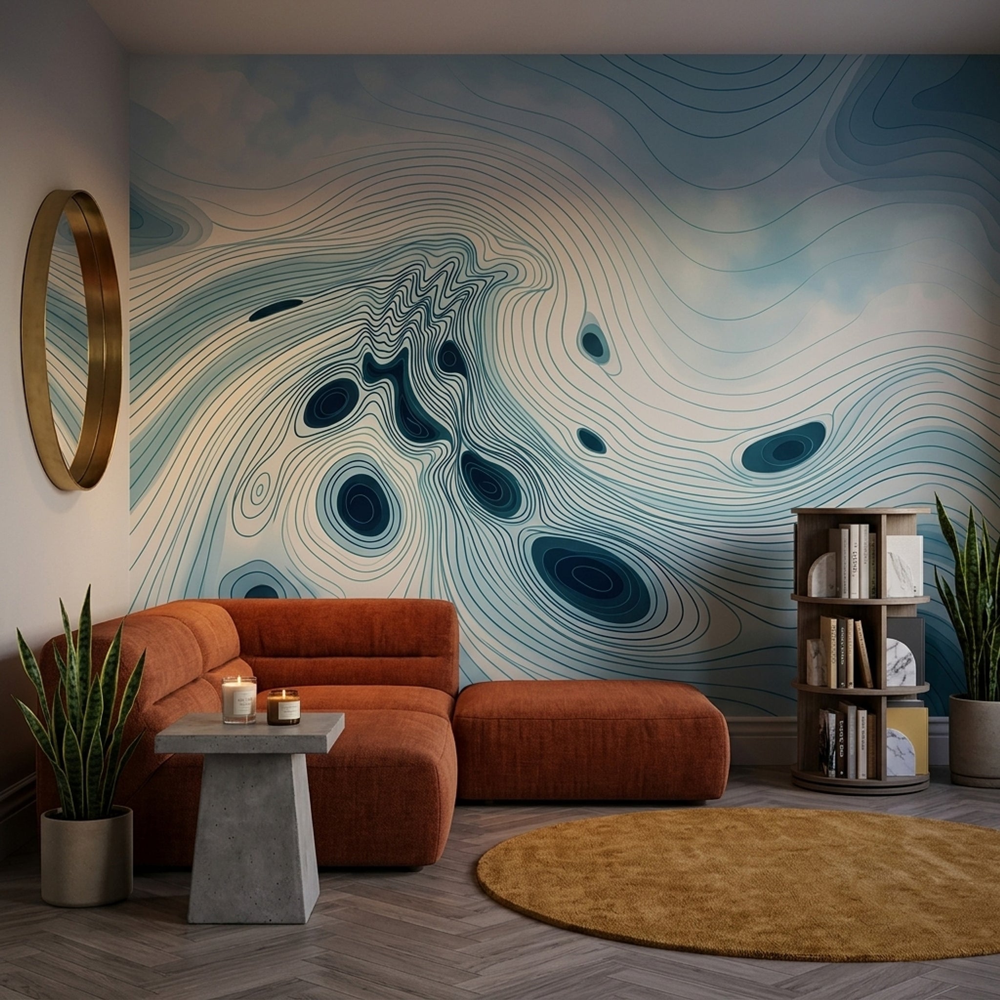 Topographic Lines Wallpaper Contour Map Gradient Removable Wall Decor