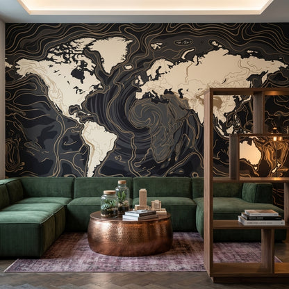 World Map Wallpaper Global Map Travel Map Removable Wall Decor