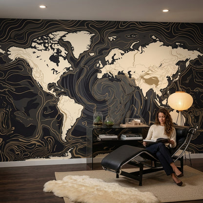 World Map Wallpaper Global Map Travel Map Removable Wall Decor