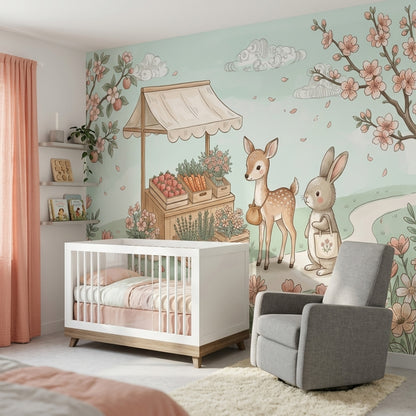 Pastel Garden Wallpaper Floral Border Spring Blossoms Removable Wall Decor