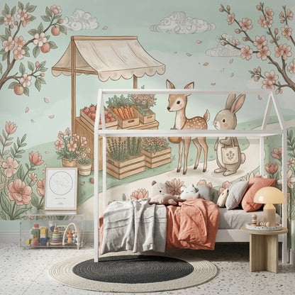Pastel Garden Wallpaper Floral Border Spring Blossoms Removable Wall Decor