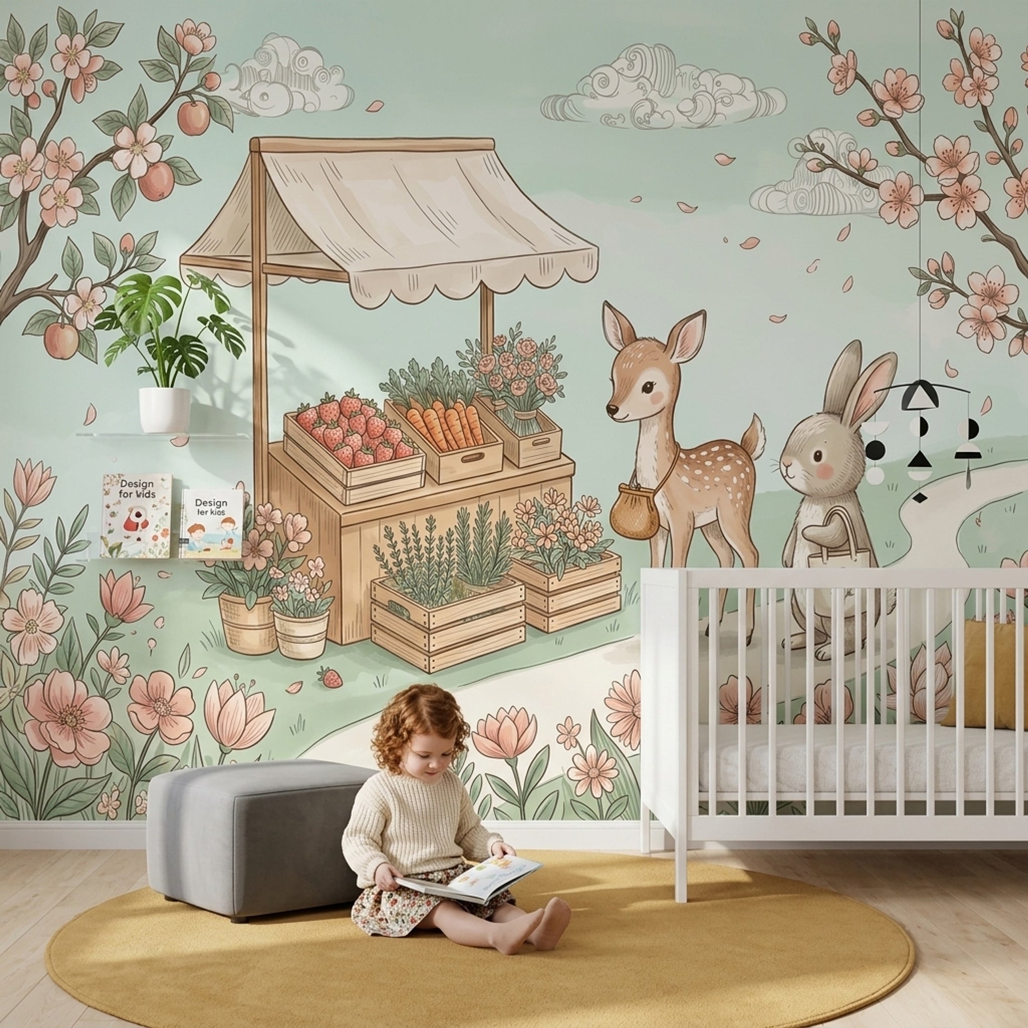 Pastel Garden Wallpaper Floral Border Spring Blossoms Removable Wall Decor