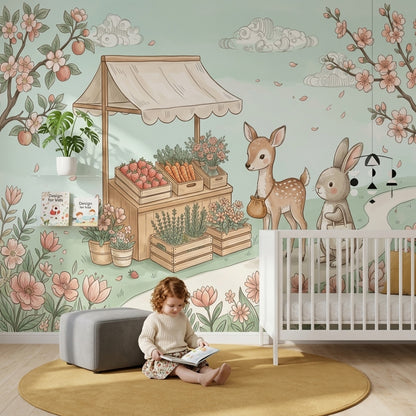Pastel Garden Wallpaper Floral Border Spring Blossoms Removable Wall Decor