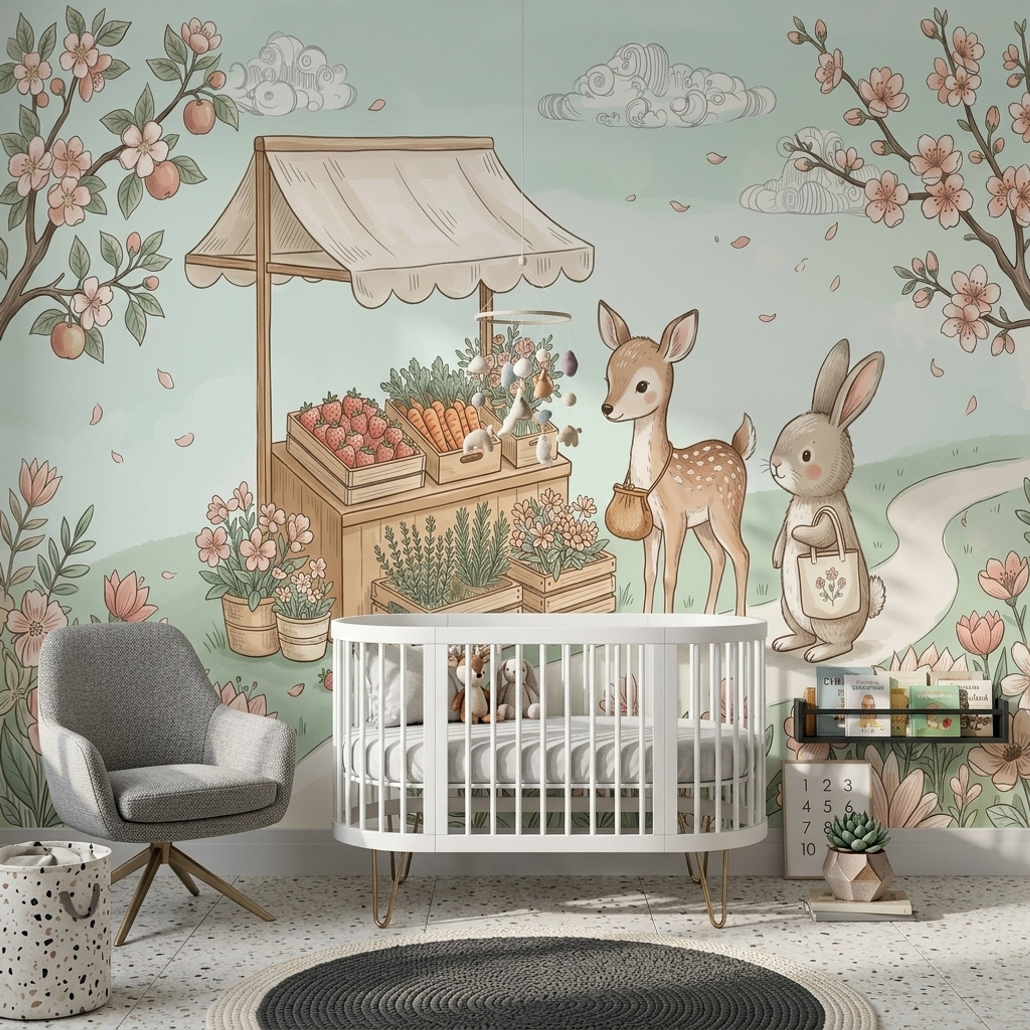Pastel Garden Wallpaper Floral Border Spring Blossoms Removable Wall Decor