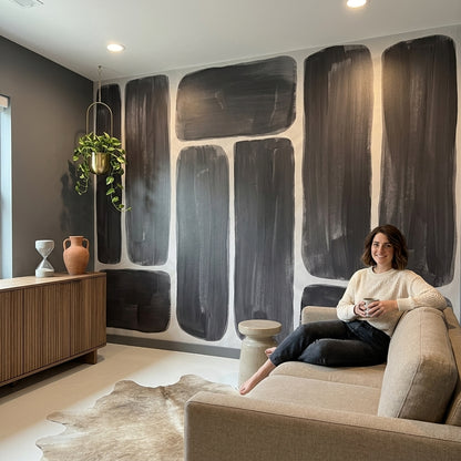 Geometric Blocks Wallpaper Rounded Rectangles Removable Brushstroke Texture Wall Decor