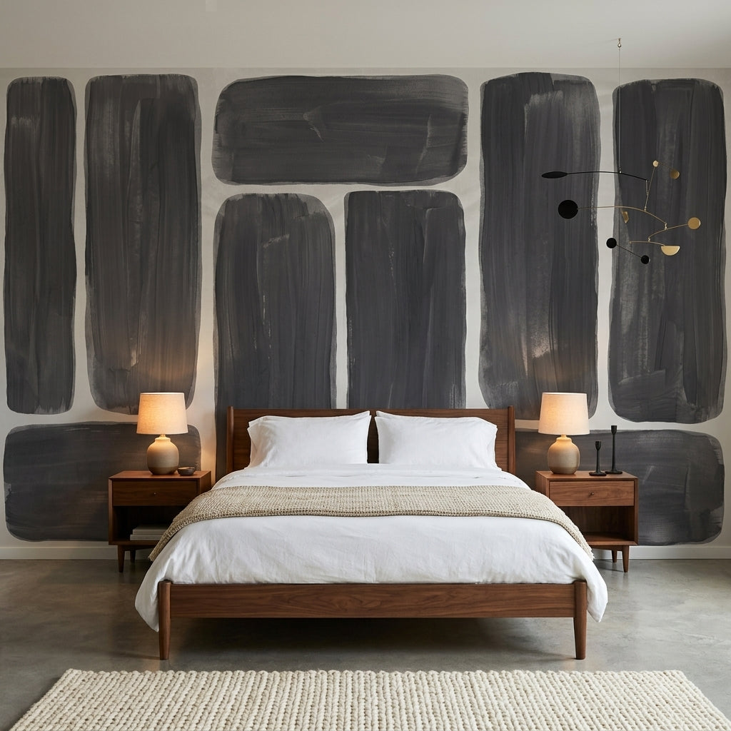 Geometric Blocks Wallpaper Rounded Rectangles Removable Brushstroke Texture Wall Decor