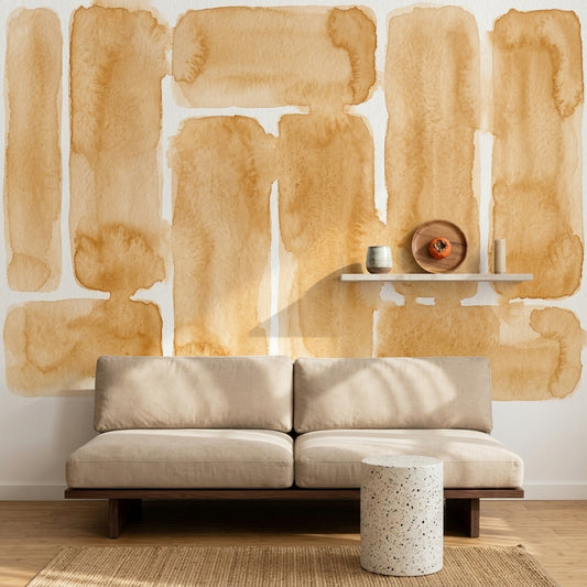 Abstract Watercolor Wallpaper Rounded Rectangles Removable Minimal Modern Wall Decor