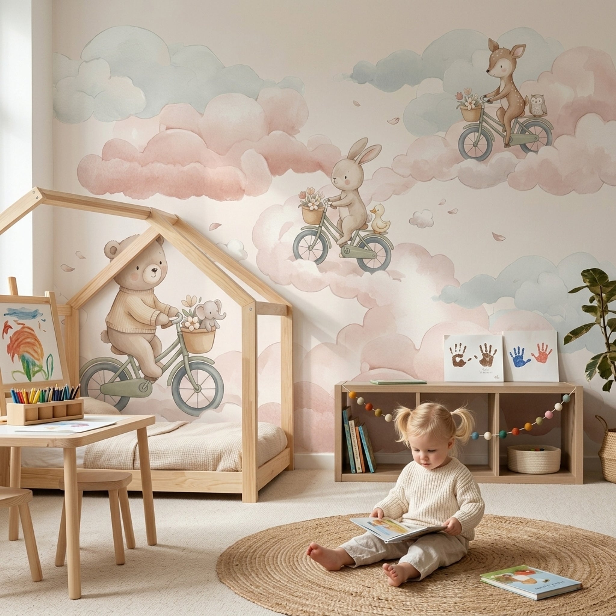 White Background Wallpaper Nursery Kids Room Wall Mural
