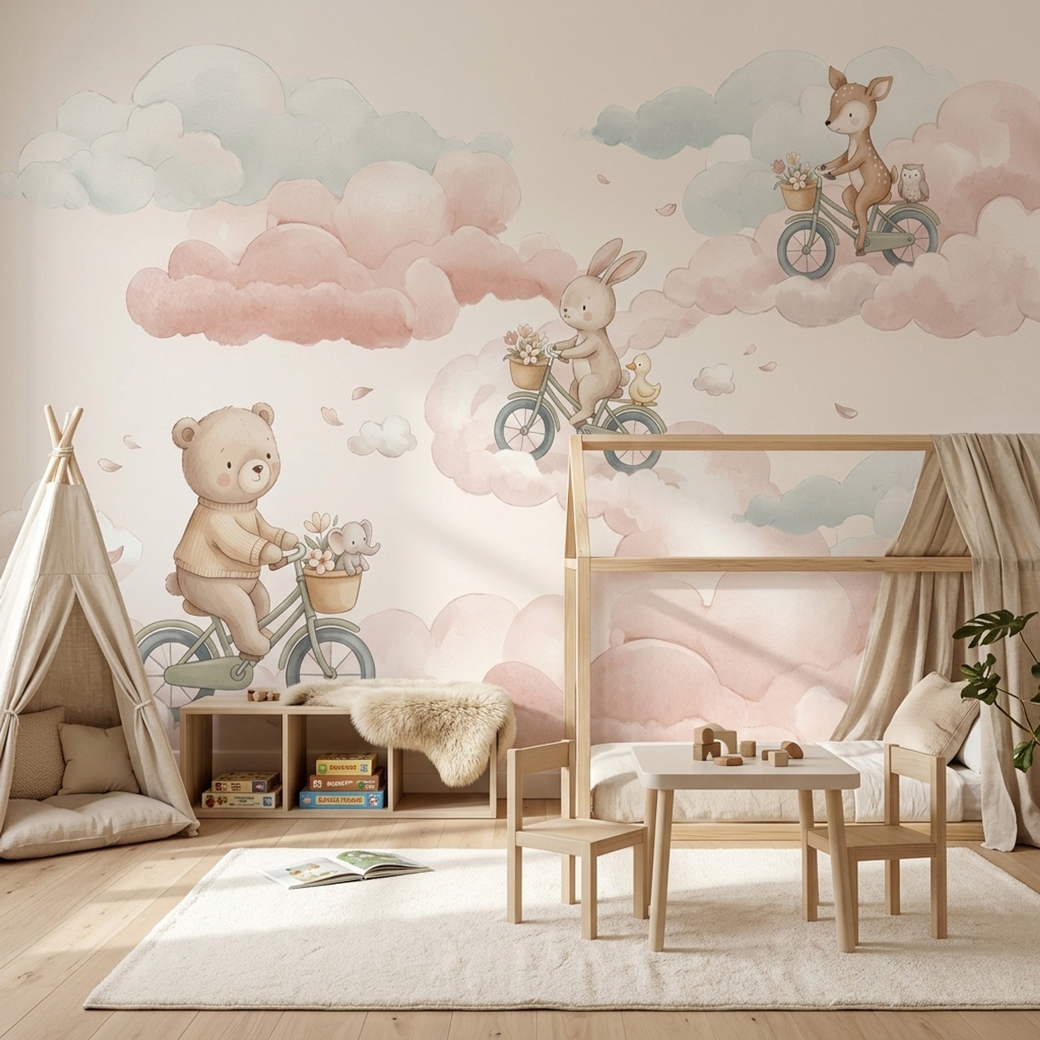 White Background Wallpaper Nursery Kids Room Wall Mural