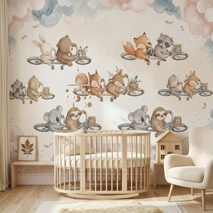 White Background Wallpaper Nursery Removable Kids Wall Decor