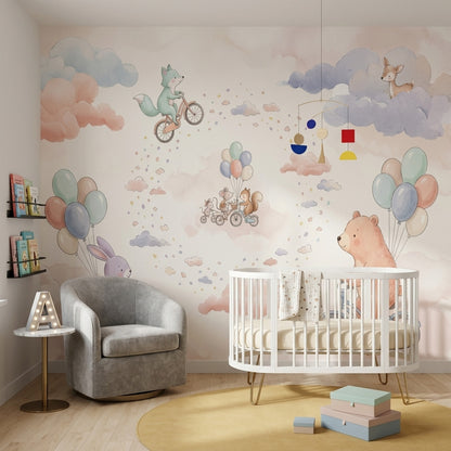 Nursery Wallpaper Pastel Watercolor Removable Wall Decor