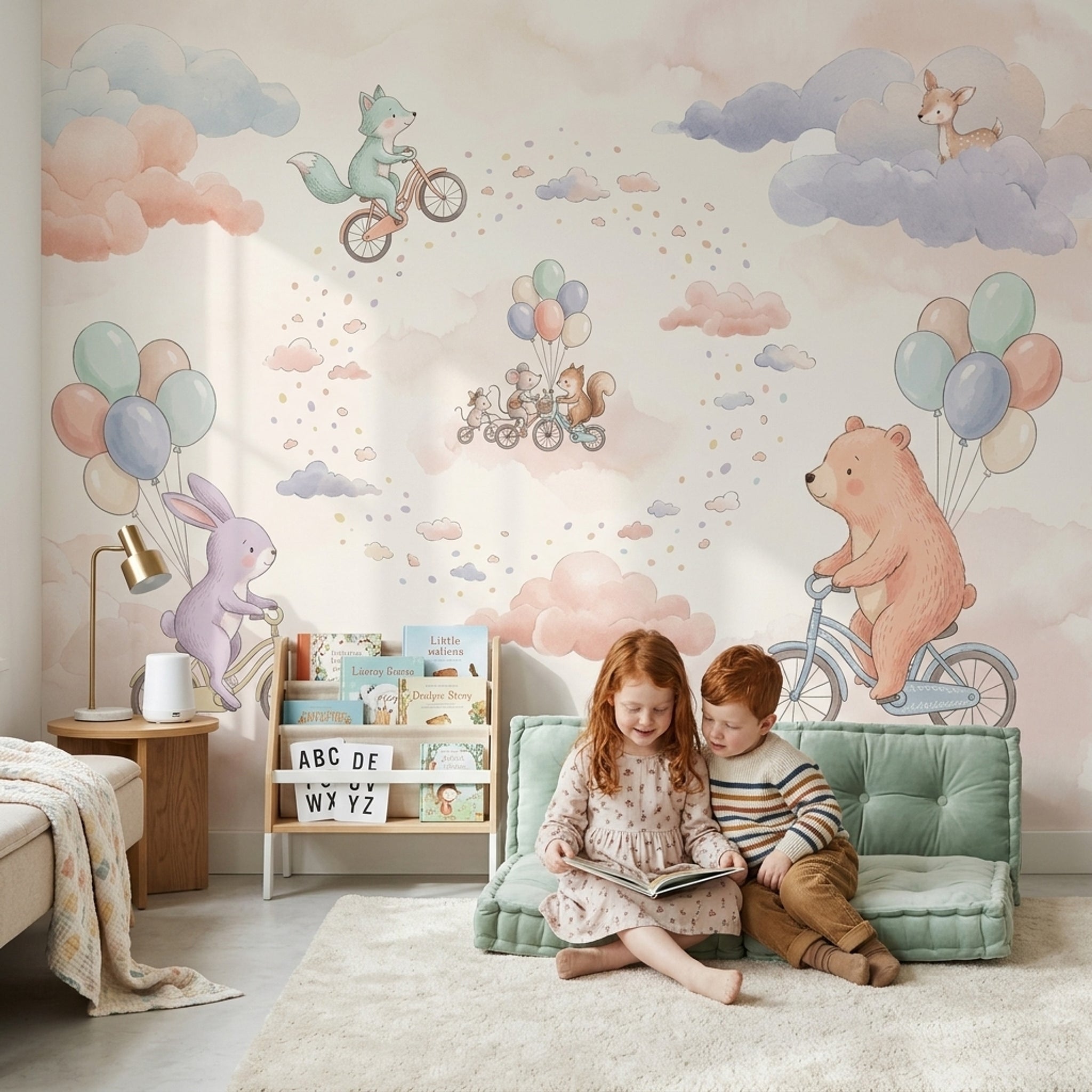 Nursery Wallpaper Pastel Watercolor Removable Wall Decor