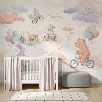 Nursery Wallpaper Pastel Watercolor Removable Wall Decor