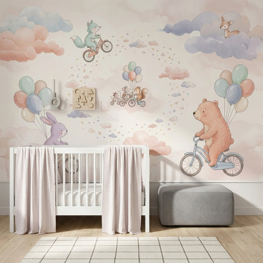 Nursery Wallpaper Pastel Watercolor Removable Wall Decor