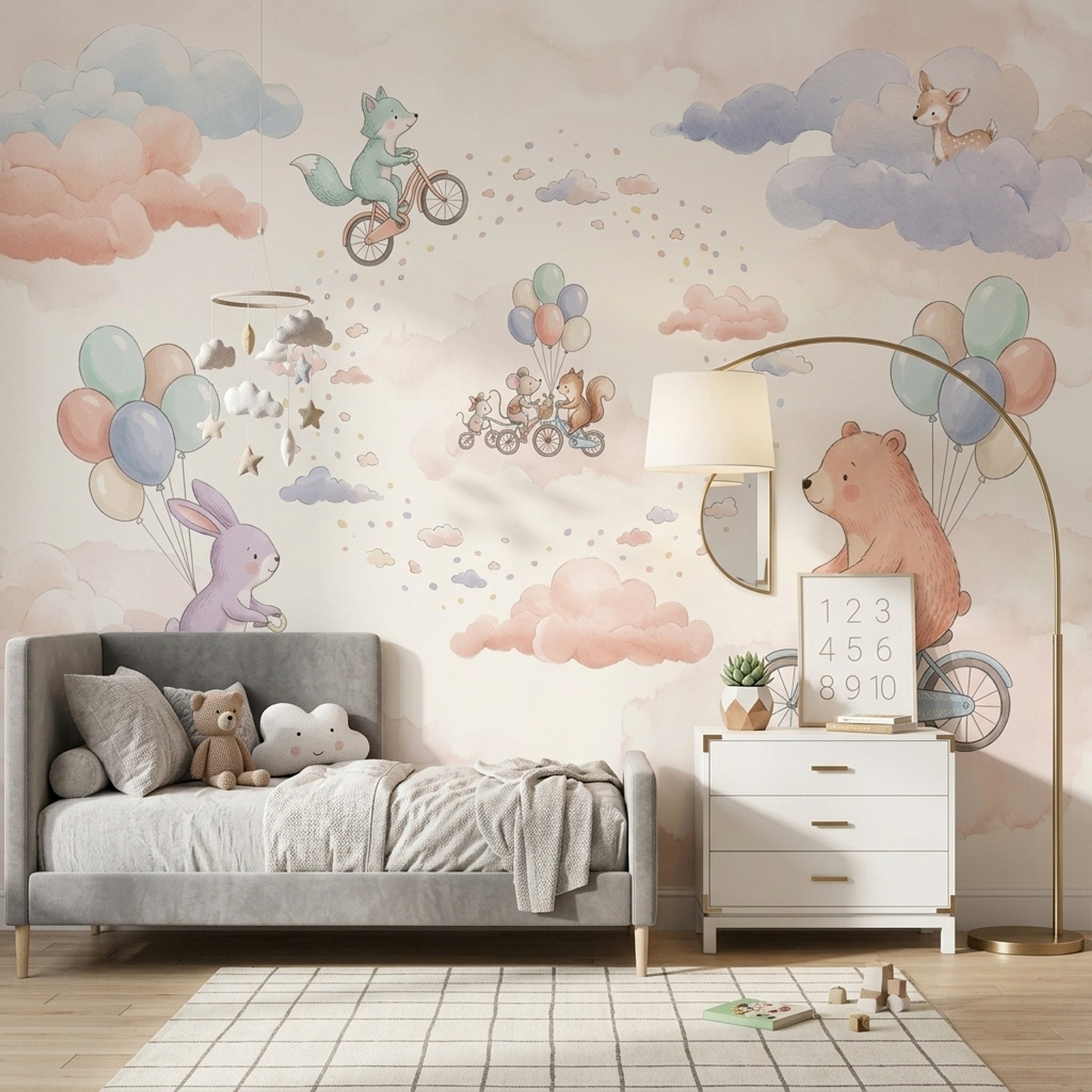 Nursery Wallpaper Pastel Watercolor Removable Wall Decor