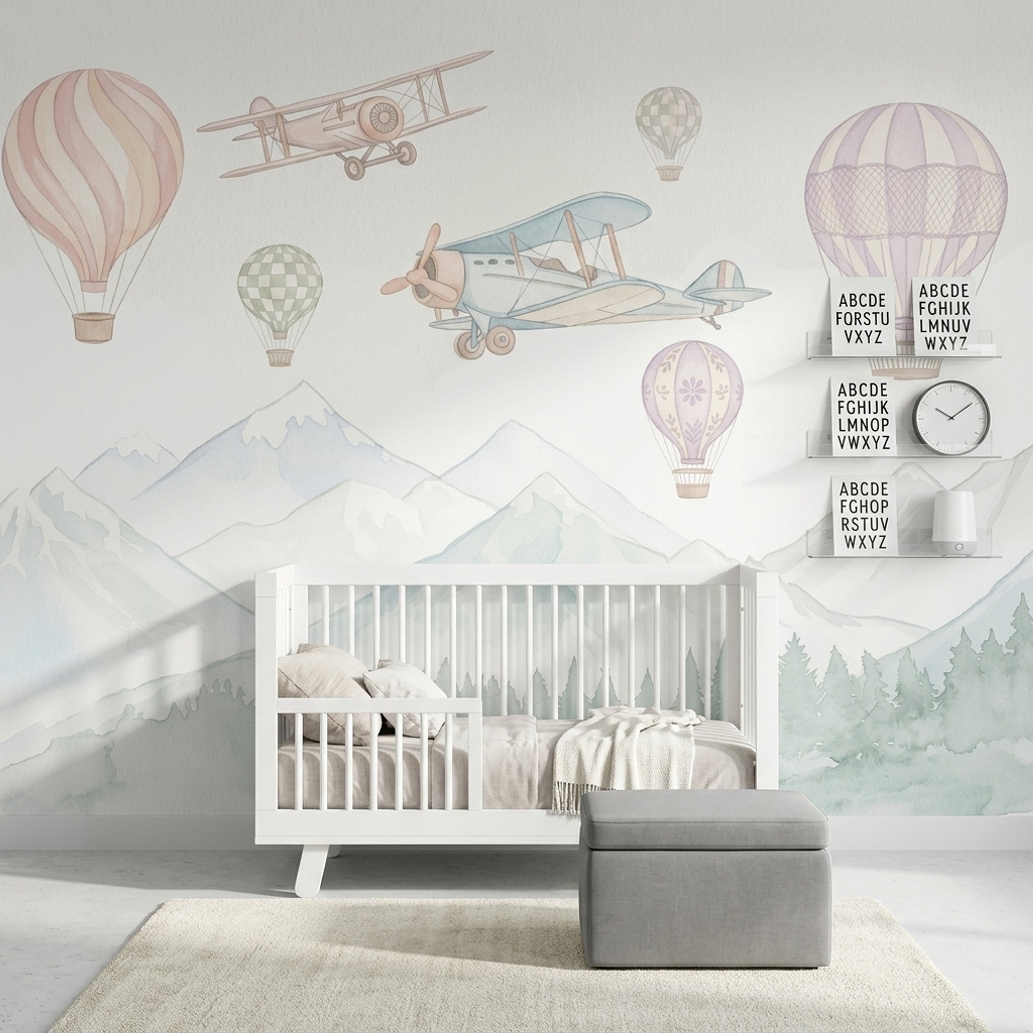 Watercolor Texture Wallpaper Muted Green Removable Wall Decor