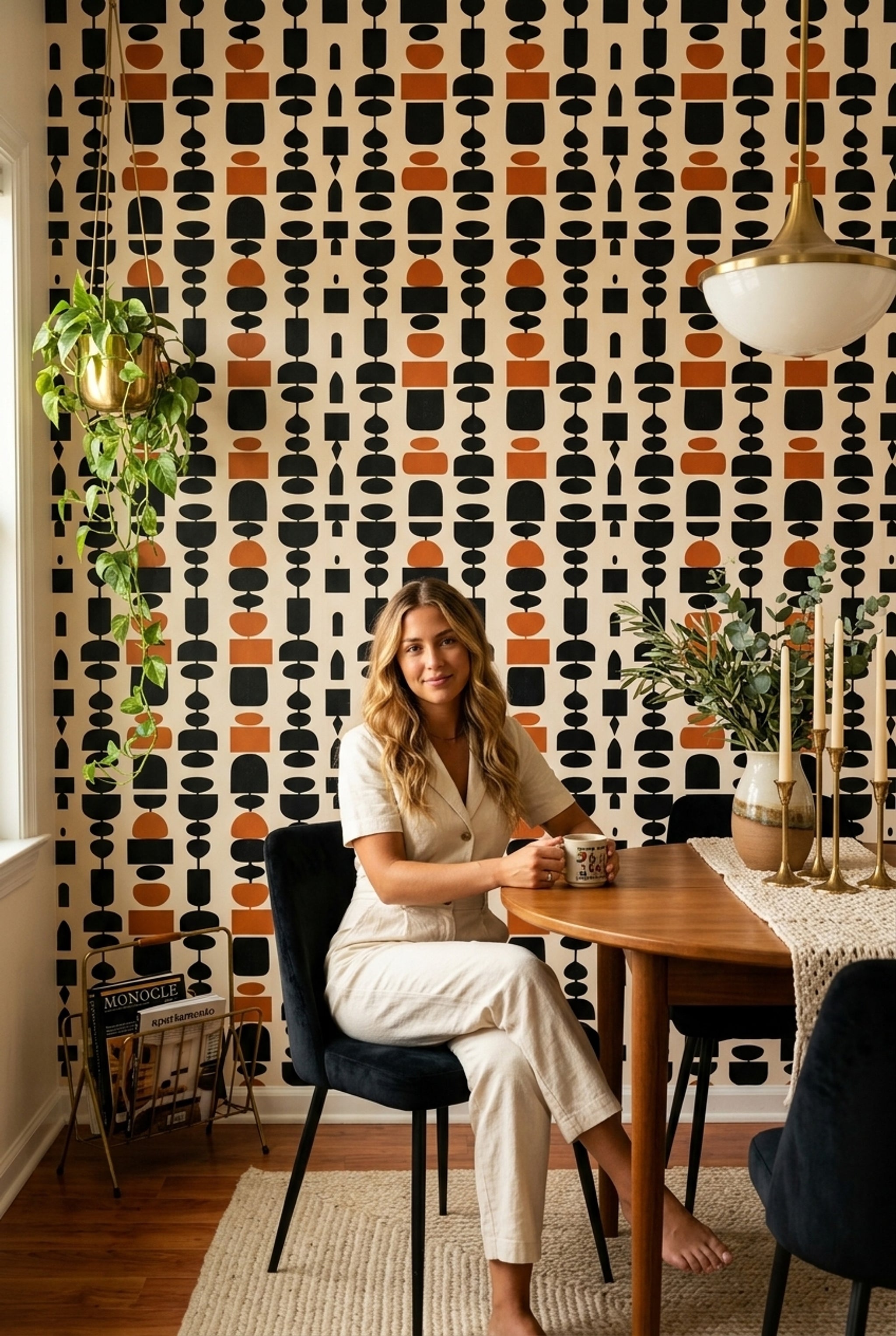 Mid Century Modern Wallpaper Totem Removable Wall Decor