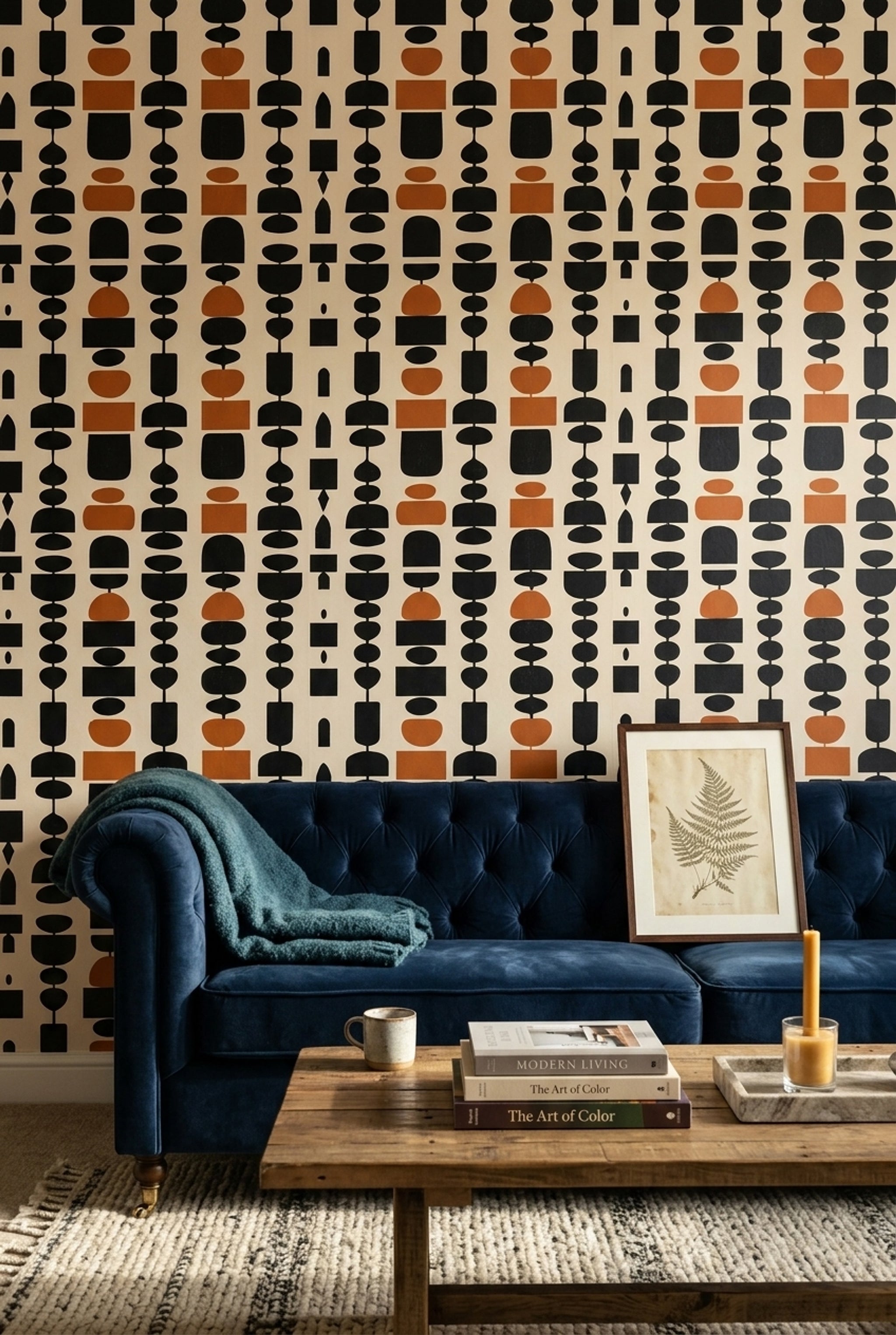 Mid Century Modern Wallpaper Totem Removable Wall Decor