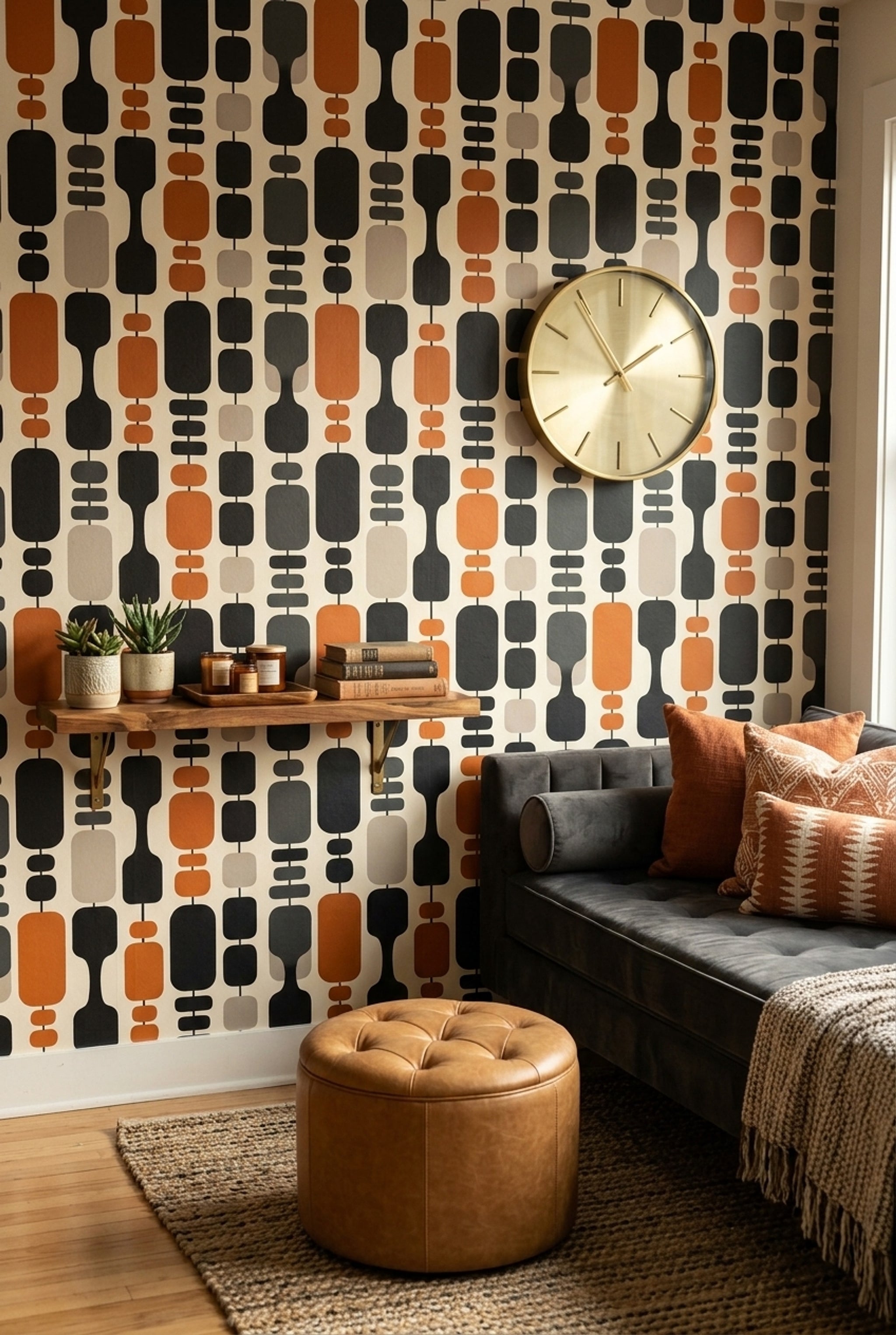 Mid Century Modern Wallpaper Retro Geometric Decorative Mural