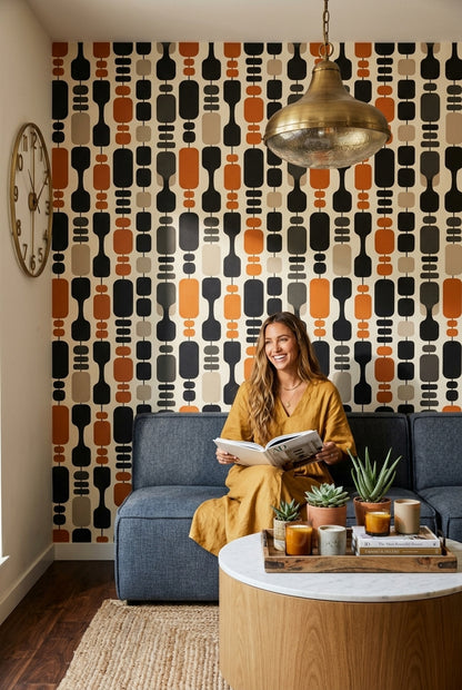Mid Century Modern Wallpaper Retro Geometric Decorative Mural