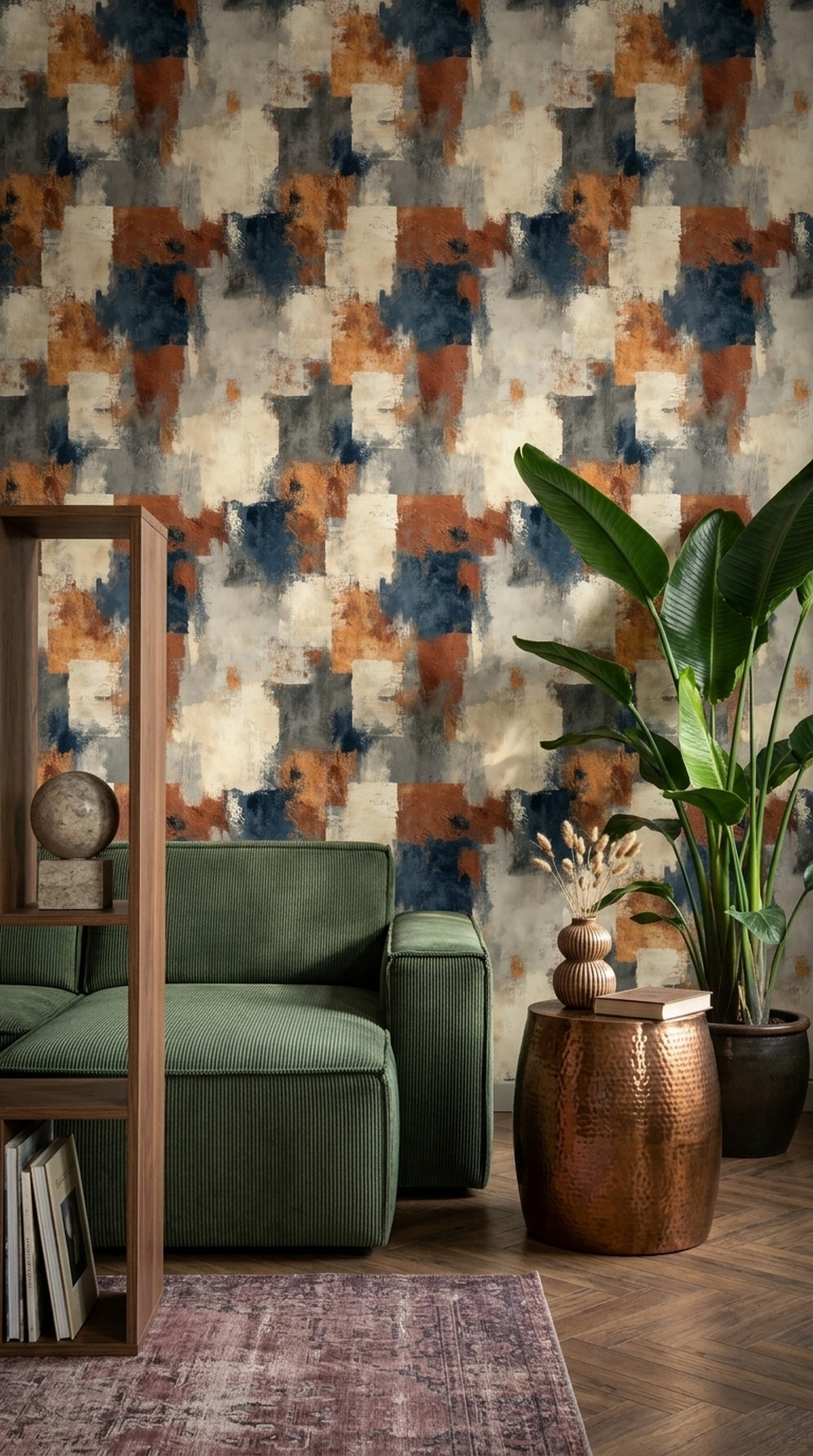 Geometric Blocks Wallpaper Textured Paint Removable Color Block Wall Decor