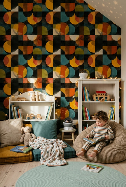 Mid Century Modern Wallpaper Retro Geometric Removable Wall Decor