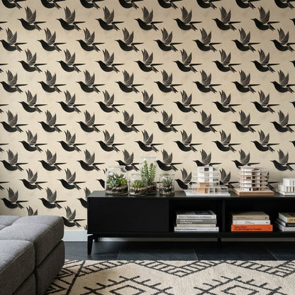 Swallows Wallpaper Bird Silhouettes Removable Speckled Texture Wall Decor