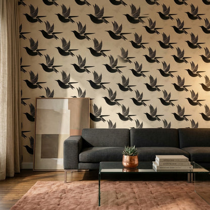 Swallows Wallpaper Bird Silhouettes Removable Speckled Texture Wall Decor