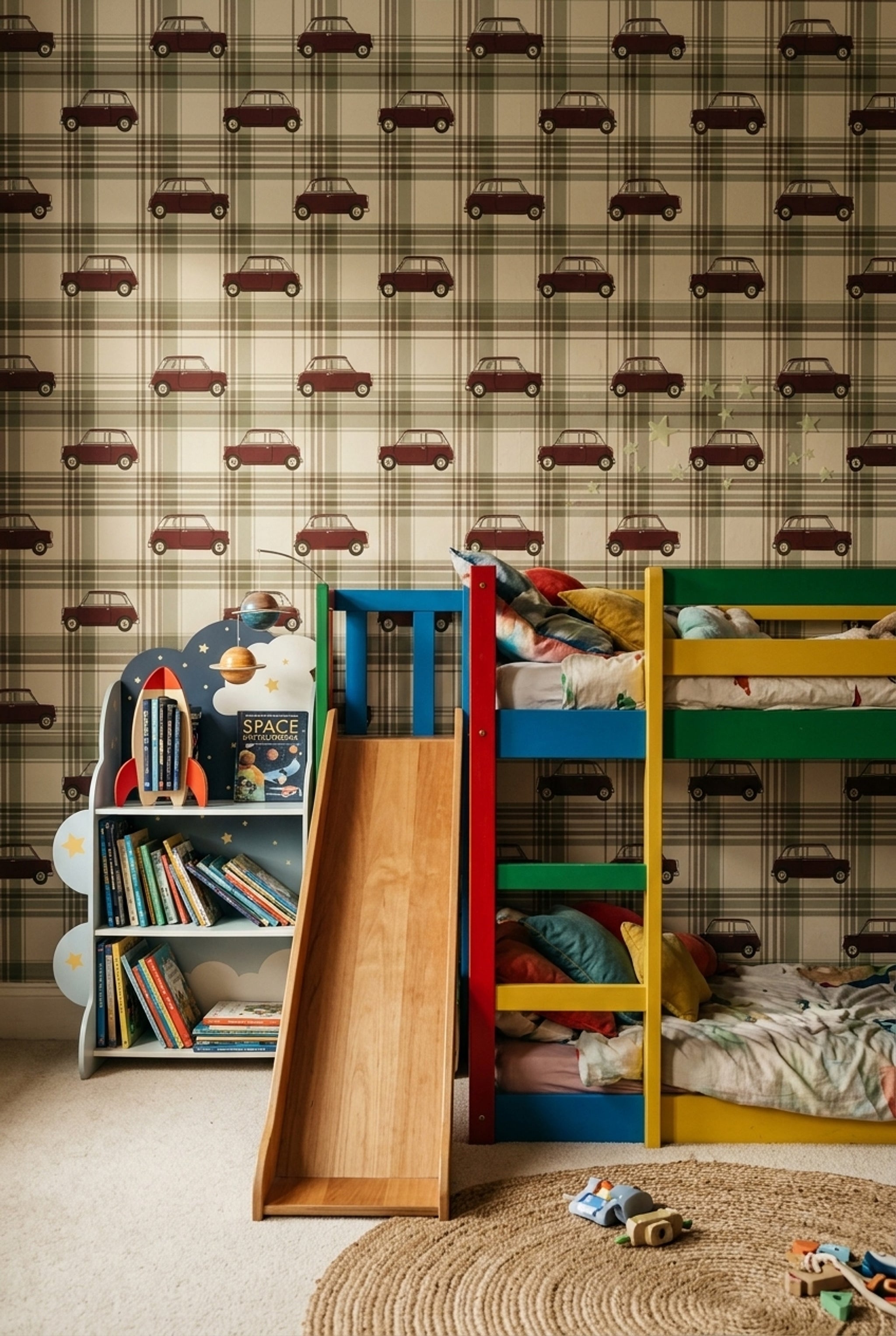 Vintage Car Wallpaper Retro Automobile Removable Plaid Wall Decor