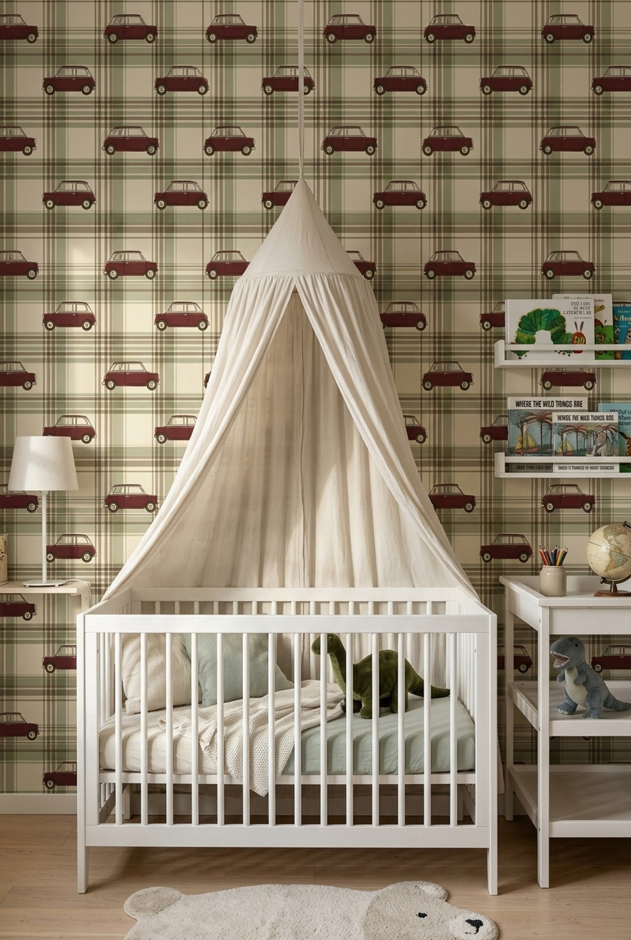 Vintage Car Wallpaper Retro Automobile Removable Plaid Wall Decor
