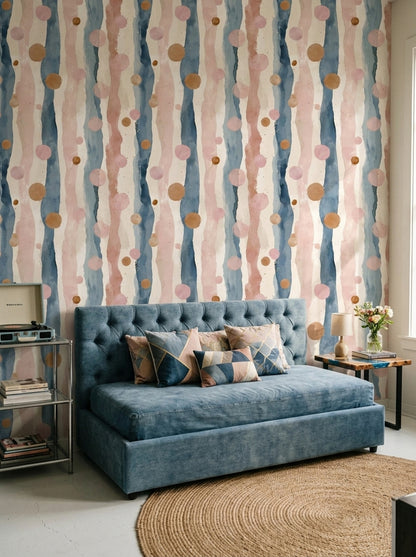 Abstract Watercolor Wallpaper Vertical Stripes Removable Soft Pastel Wall Decor