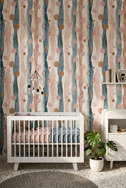 Abstract Watercolor Wallpaper Vertical Stripes Removable Soft Pastel Wall Decor