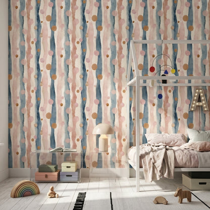 Abstract Watercolor Wallpaper Vertical Stripes Removable Soft Pastel Wall Decor