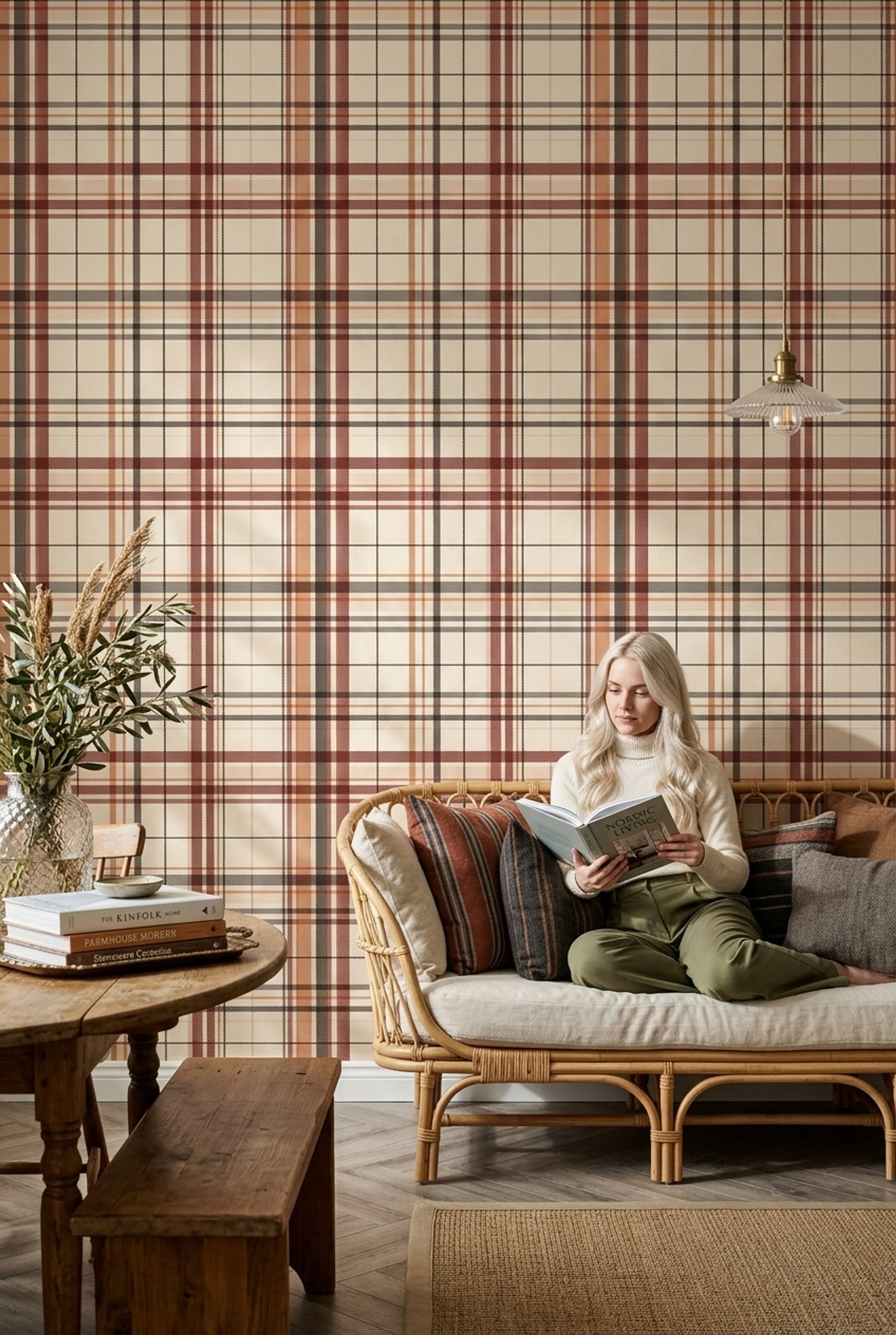 Plaid Wallpaper Tartan Traditional Textile Decorative Mural