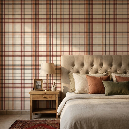 Plaid Wallpaper Tartan Traditional Textile Decorative Mural
