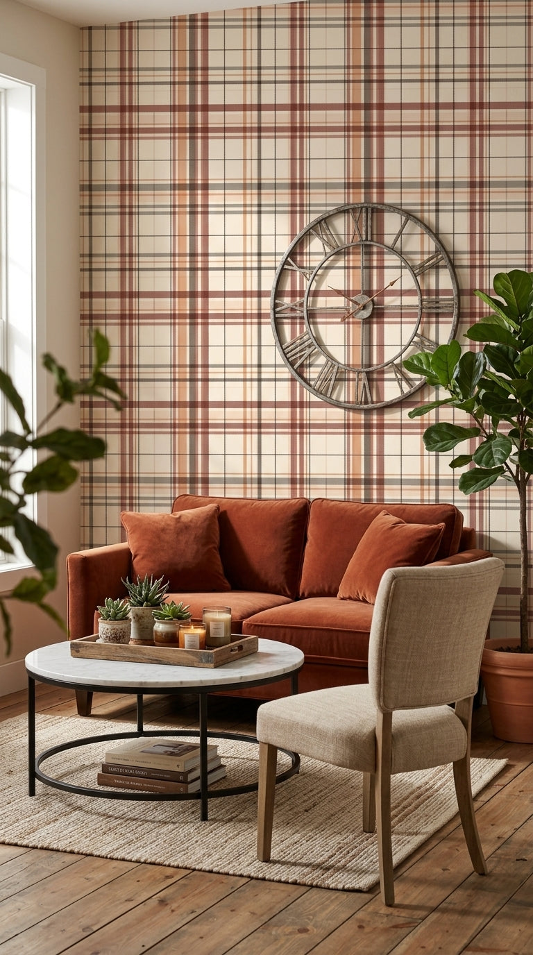 Plaid Wallpaper Tartan Traditional Textile Decorative Mural