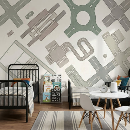 European Map Wallpaper City Streets Road Network Wall Mural
