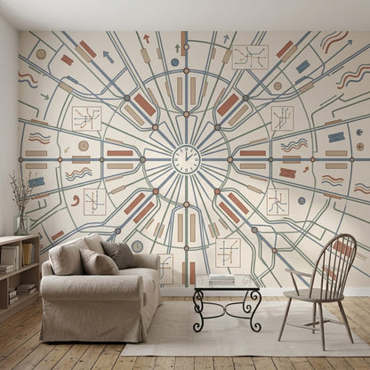 Mid Century Modern Wallpaper Retro Removable Minimalist Wall Decor