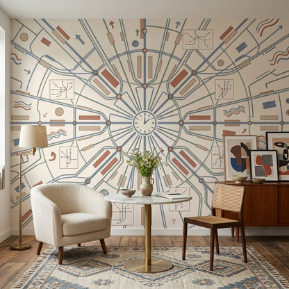 Mid Century Modern Wallpaper Retro Removable Minimalist Wall Decor