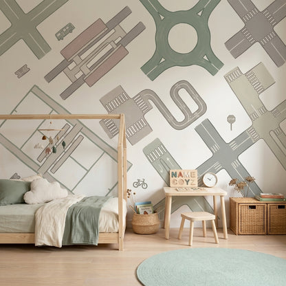 European Map Wallpaper City Streets Road Network Wall Mural